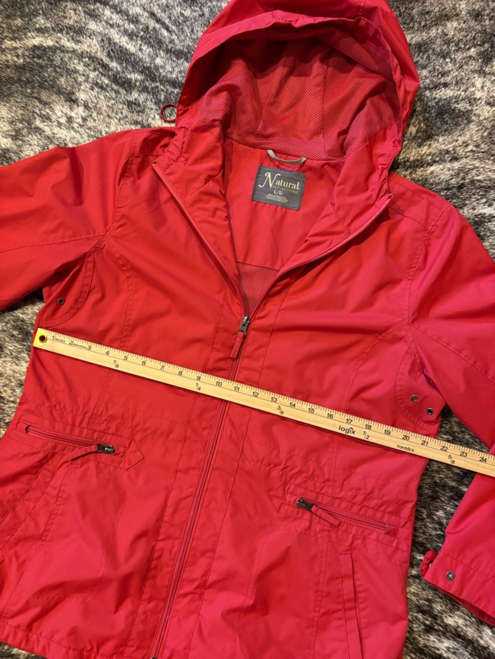 Natural Reflections Womens Red Hooded Rain Jacket, Size Large - Picture 11 of 13